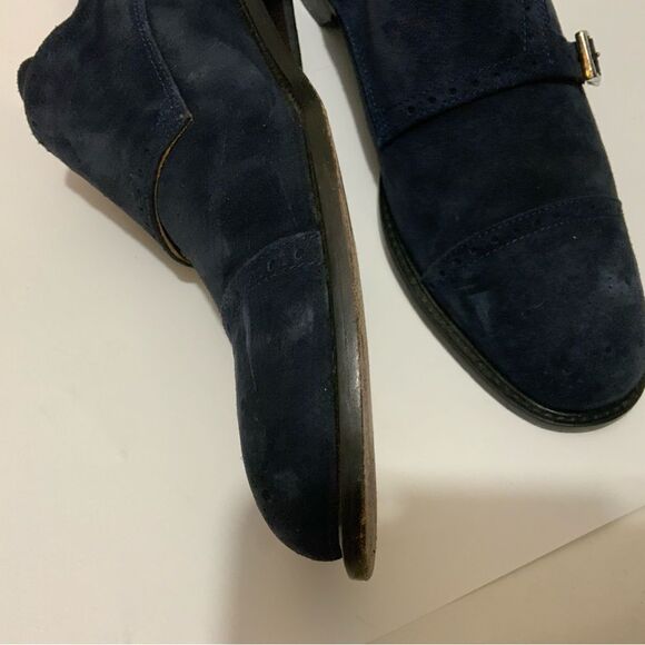 BROLETTO size 10 M blue  monk strap leather sole made in Italy shoes main image 9